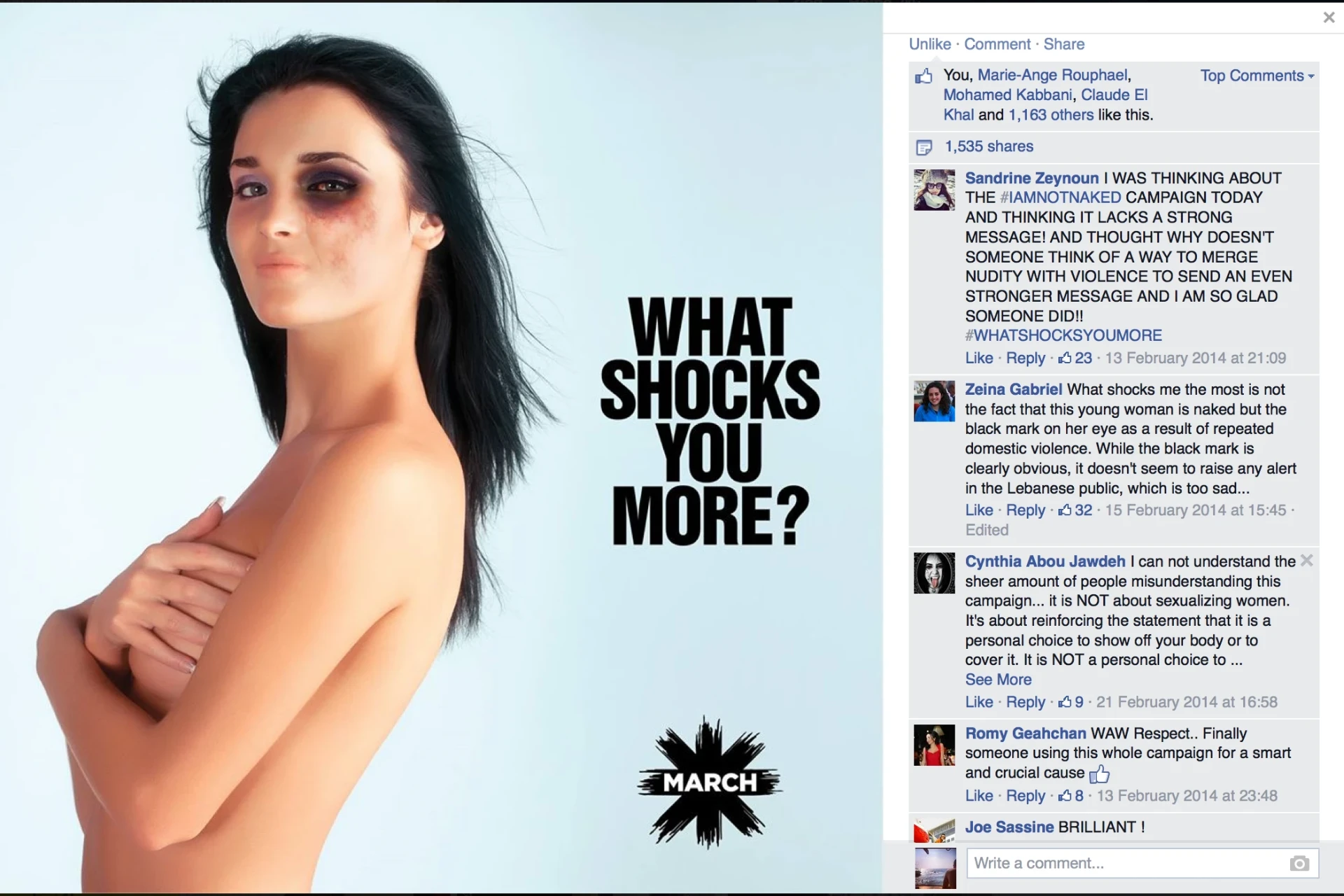 What shocks you more? — MARCH campaign visual 2